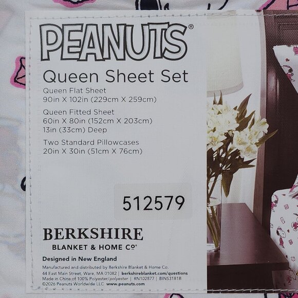 Peanuts Snoopy & Woodstock Queen Sheet Set By Berkshire Valentines Day Letters - Picture 5 of 8